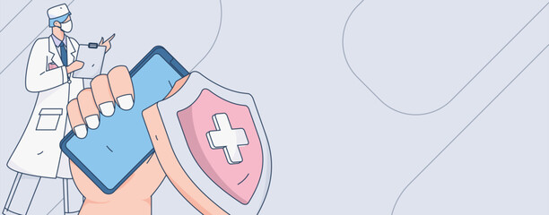 Medical characters fighting the epidemic flat vector concept operation hand drawn illustration
