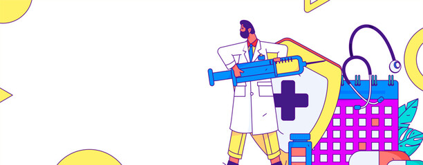 Medical characters fighting the epidemic flat vector concept operation hand drawn illustration
