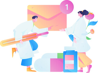 Medical characters fighting the epidemic flat vector concept operation hand drawn illustration
