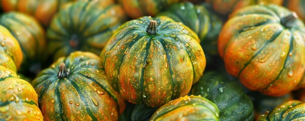 Detailed macro shot of organic acorn squash