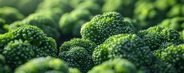 Detailed macro shot of organic broccoli
