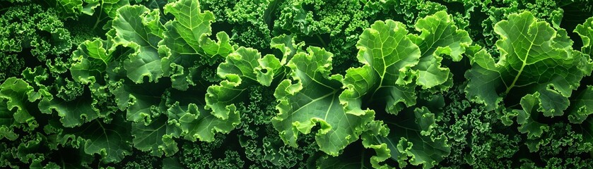 Detailed macro shot of organic kale