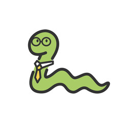 ネクタイとメガネを付けた蛇のイラスト
