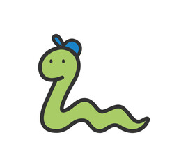 Fototapeta premium 帽子をかぶった蛇のイラスト 