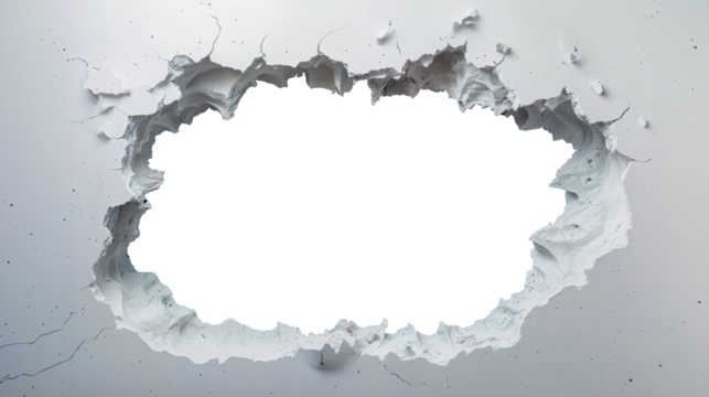 Mock up of white wall hole revealing
