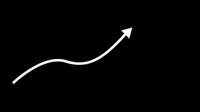 Abstract white color arrow up business graph icon animation. Business chart growth concept. Black background 4k video