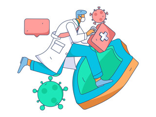 Medical characters fighting the epidemic flat vector concept operation hand drawn illustration
