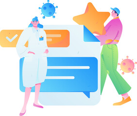 Medical characters fighting the epidemic flat vector concept operation hand drawn illustration
