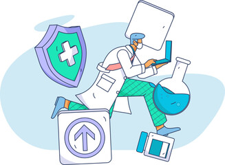 Medical characters fighting the epidemic flat vector concept operation hand drawn illustration
