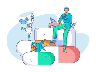 Medical characters fighting the epidemic flat vector concept operation hand drawn illustration
