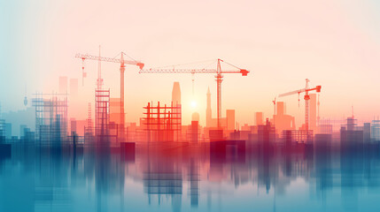 abstract background with lines close up, vibrant colors, Double exposure silhouette with leadership team