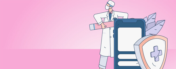 Medical characters fighting the epidemic flat vector concept operation hand drawn illustration
