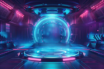 Futuristic empty stage. Modern Future background