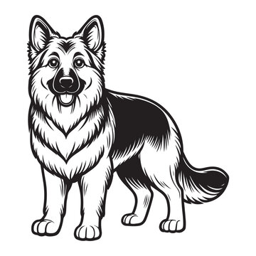 recommend clip art: Line art of German Shepherd dog cartoon vector