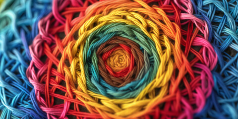 Close-up of Colorful Woven Pattern | Vibrant Multicolored Textile Design