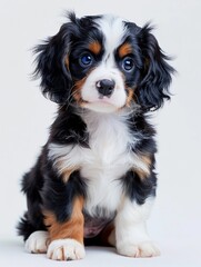a Cavalier King Charles Spaniel puppy with its tricolor coat