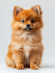 Obraz premium a Pomeranian puppy with its fluffy, orange-brown coat 