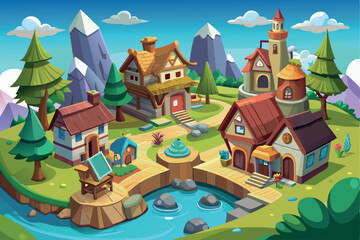 Obraz premium Cartoon animated background image and illustration