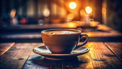 Obraz premium Artistic coffee cup with cinematic look and closeup details , cinematic, art, coffee cup, closeup, details, aesthetic