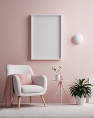 Abstract wallpaper background pink chair white room