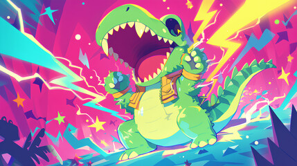 Obraz premium crocodile that shoots electricity