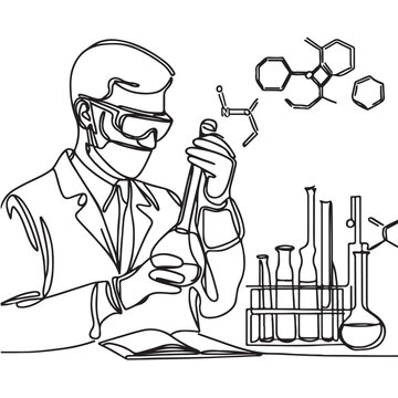 recommend clip art: chemist one line art drawing continuous vector illustration , isolated on transparent background