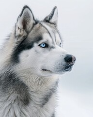 Naklejka premium a Siberian Husky with its striking blue eyes