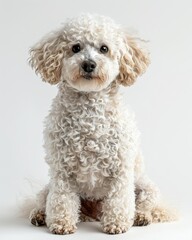 a Poodle with its curly, white coat