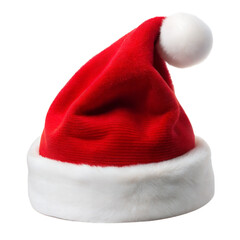 A red Santa hat with a white pompom, Christmas, Holidays, isolated, white background