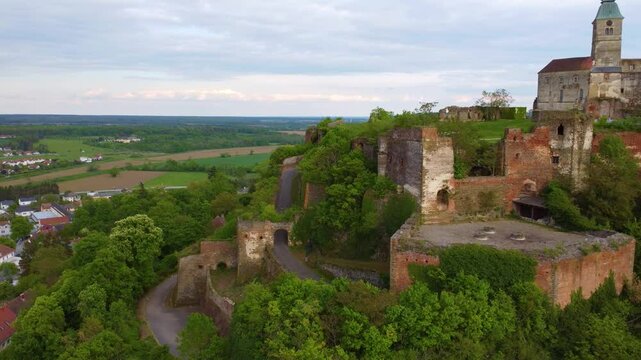 Descending from Top of Gussing Castle to Steep Entryway Leading Upward