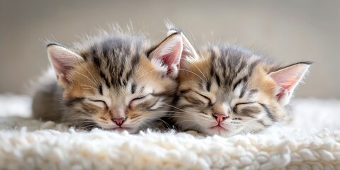 Two adorable baby cats peacefully sleeping, cute, kittens, pets, animals, furry, cozy, nap, rest, adorable, feline, domestic