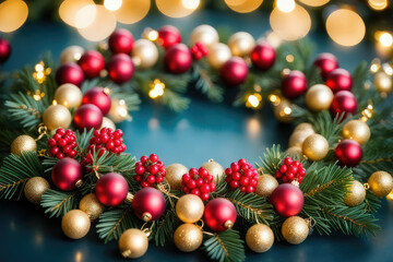 Christmas Wreath with Berries Background