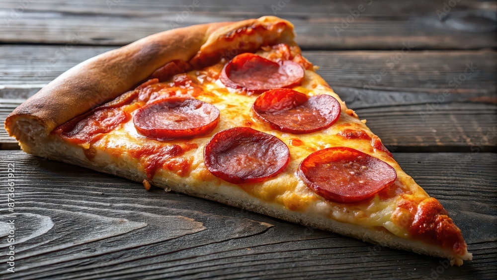 Sticker Delicious slice of pepperoni pizza topped with melted cheese, pepperoni, pizza, cheese, melted, Italian, delicious, food, snack