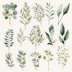 Watercolor Leaf Illustrations.