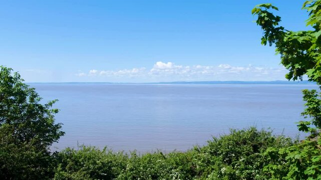 Scenic view overlooking the Severn Estuary towards Wales from Clevedon in Somerset, England UK