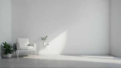 Abstract wallpaper background white room chair plant