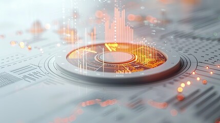 Futuristic Economic and Financial Graphs with Data Visualization and Analytics in Abstract Digital Interface