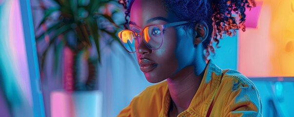 A student starting an online course in cybersecurity, engaged and focused, vibrant and educational, digital painting