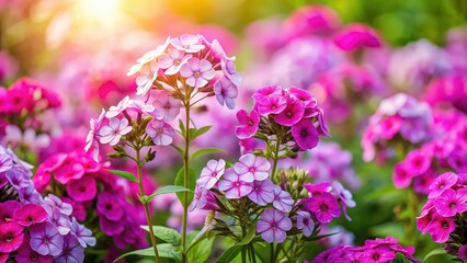 Obraz premium Blooming phlox garden flowers, decorative plants, phlox, garden, flowers, blooming, colorful, nature, petals, vibrant