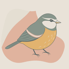 Wild Cyanistes caeruleus close up in her habitat vector illustration