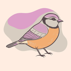 Wild Cyanistes caeruleus close up in her habitat vector illustration