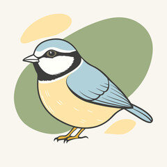 Wild Cyanistes caeruleus close up in her habitat vector illustration
