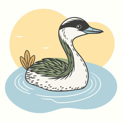 Fototapeta premium Wild Smew in her habitat vector illustration