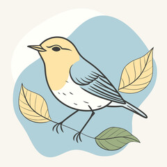 Wild Willow Warbler in her habitat vector illustration