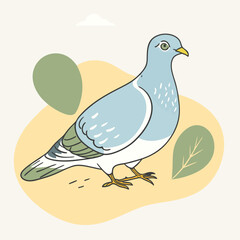 Wild Wood pigeon close up in her habitat vector illustration