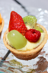 Close up image of fruit pie. Food concept.