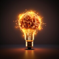Creative Light Bulb with Brain Inside.
