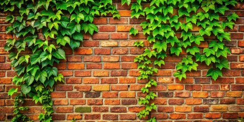 Green ivy climbing up a rustic brick wall, Ivy, green, nature, wall, plant, growth, vine, climbing,...