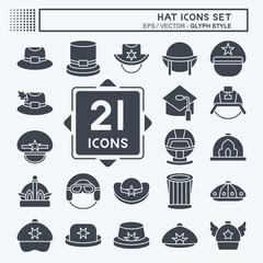 Icon Set Hat. related to Accessories symbol. glyph style. simple design editable. simple illustration