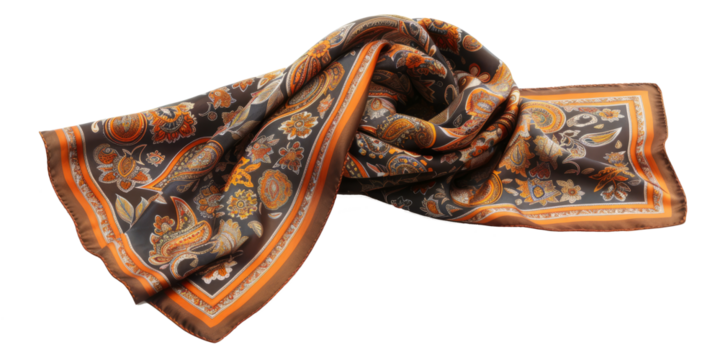 A piece of batik fabric with traditional Indonesian patterns, isolated on transparent background